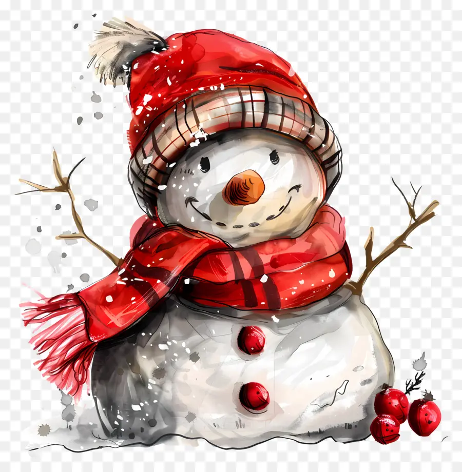 Boneco De Neve，Pintura Em Aquarela PNG