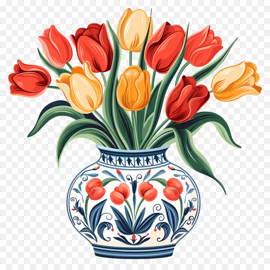 Vaso Com Tulipas，Tulipas PNG