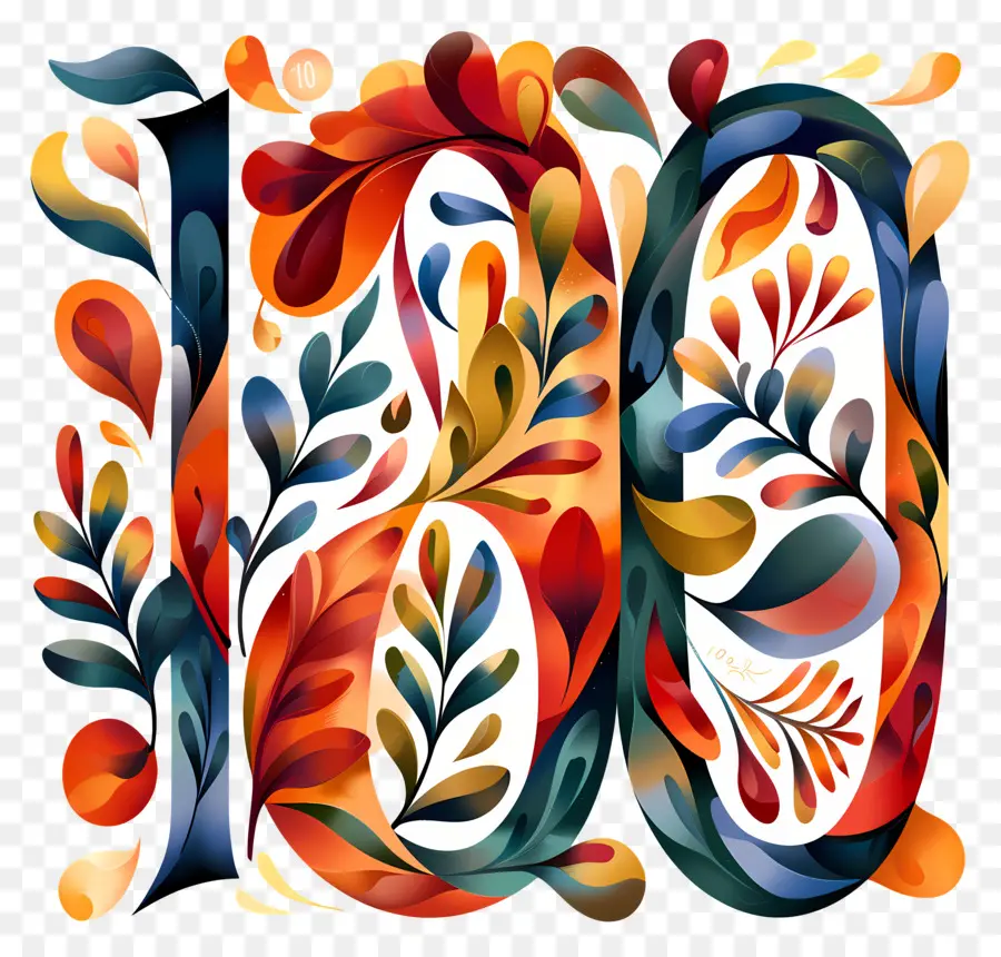 Número 100，Pintura Em Aquarela PNG