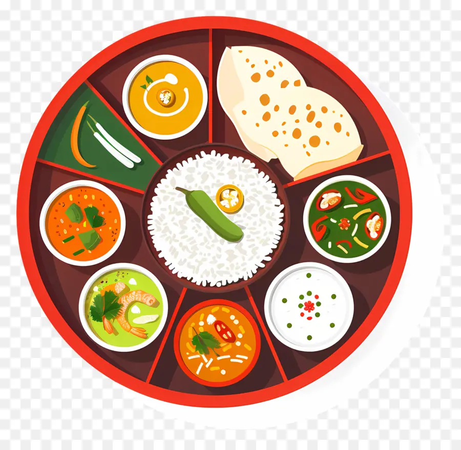 Thali Indiano，Comida Indiana PNG