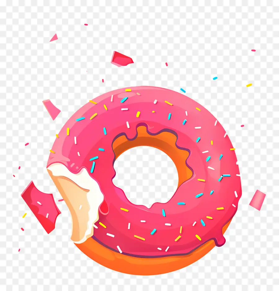 Donut Mordido，Rosa Donut PNG