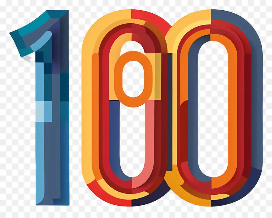 Número 100，Ilustração 3d PNG