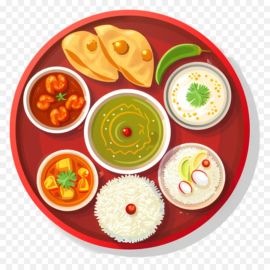 Thali Indiano，Comida Indiana PNG