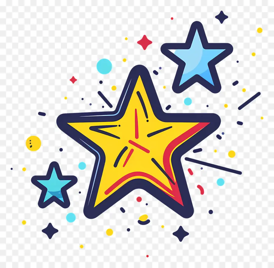 Doodle Estrelas，Estrelas Multicoloridas PNG