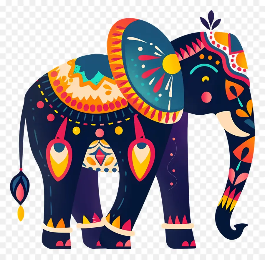 Elefante Decorado，Cartoon Elefante PNG