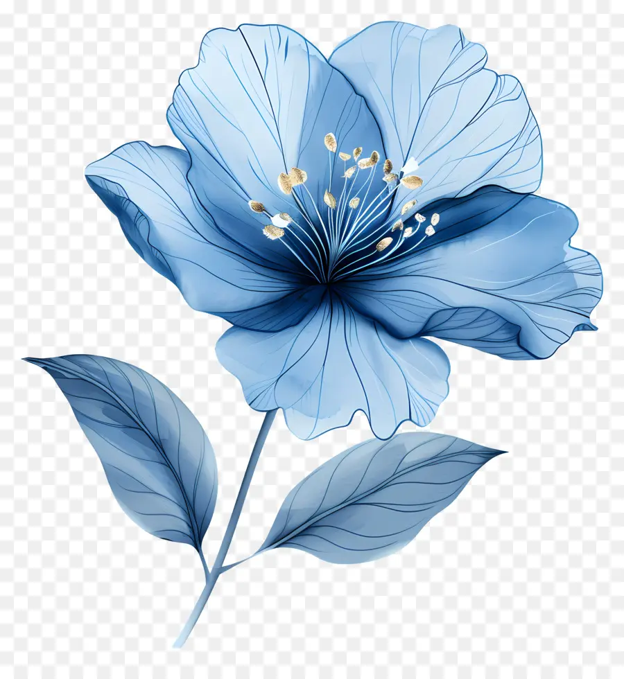 Flor Azul，Pintura Em Aquarela PNG