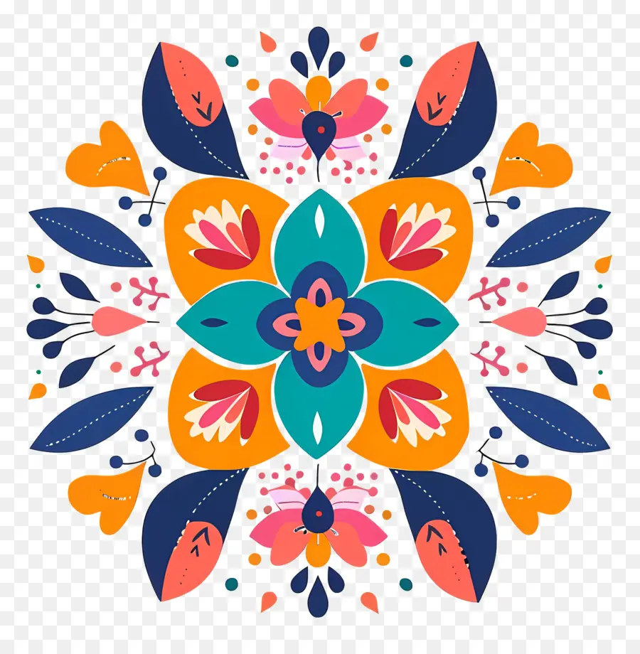 Rangoli Floral，Teste Padrão De Flor PNG