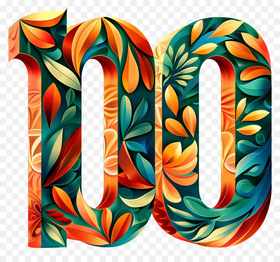 Número 100，Design Floral PNG