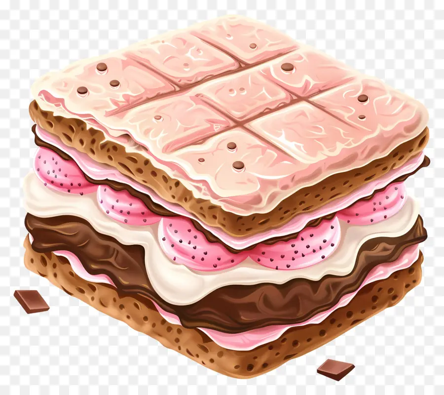 Ice Cream Sandwich，Bolo De Chocolate Rosa PNG