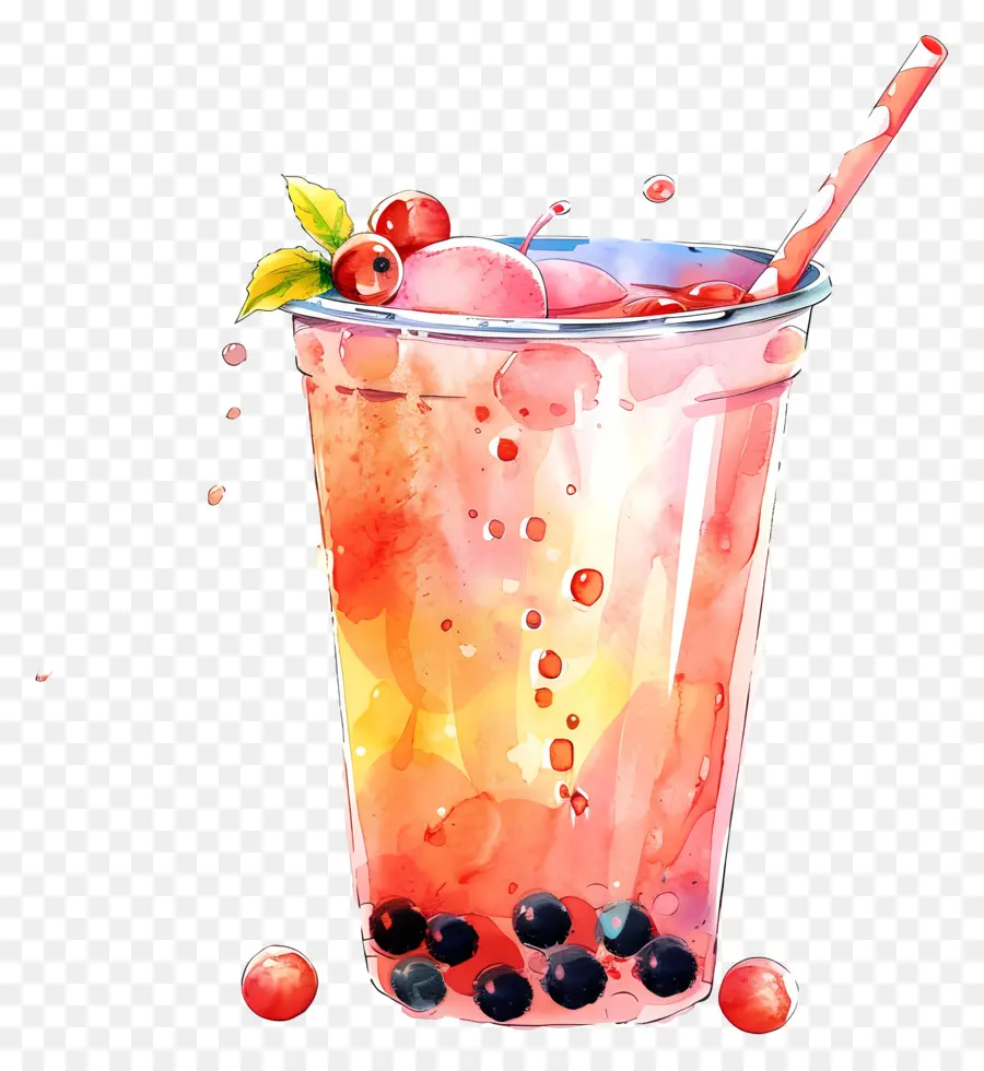 Chá Da Bolha，Berry Com água Infundida PNG