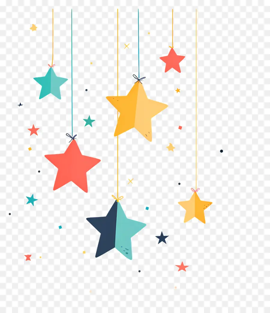 Suspensão Estrelas，Estrelas Coloridas PNG