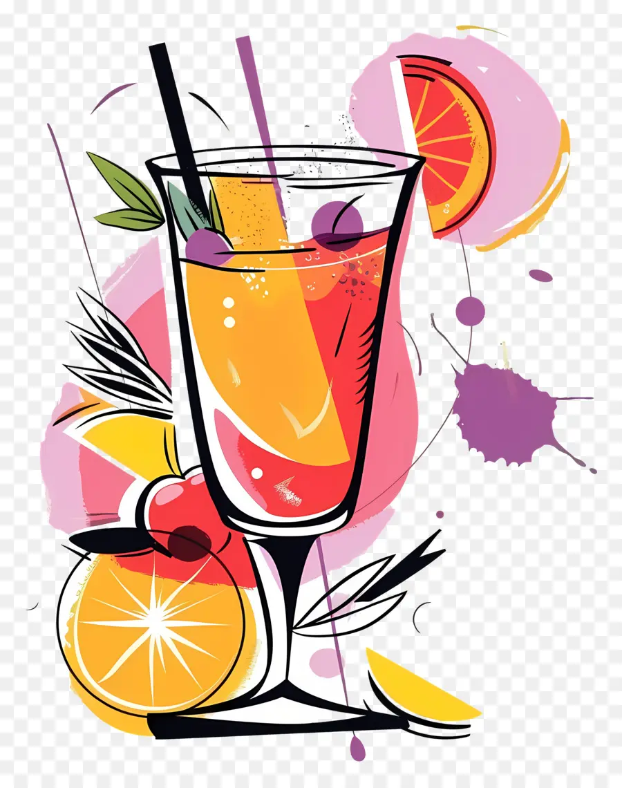 Cocktail De Verão，Bebida Colorida PNG