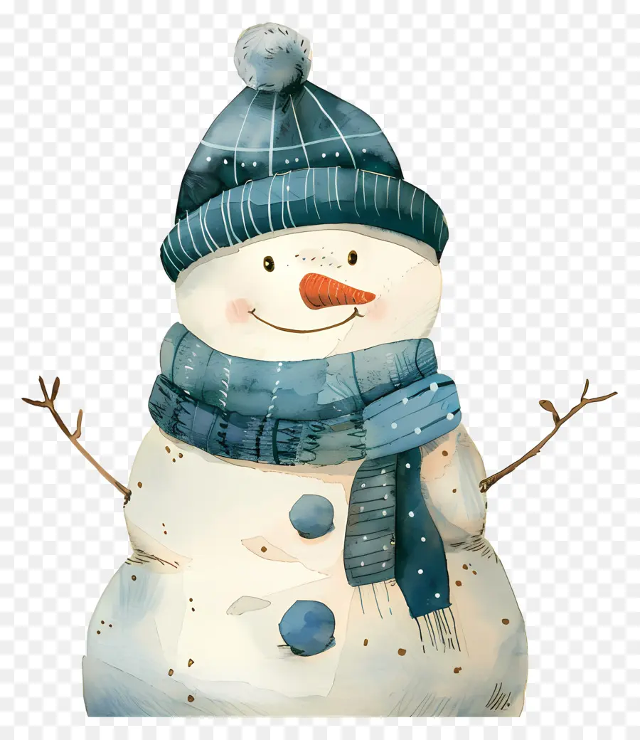 Boneco De Neve，Chapéu De Malha Azul PNG