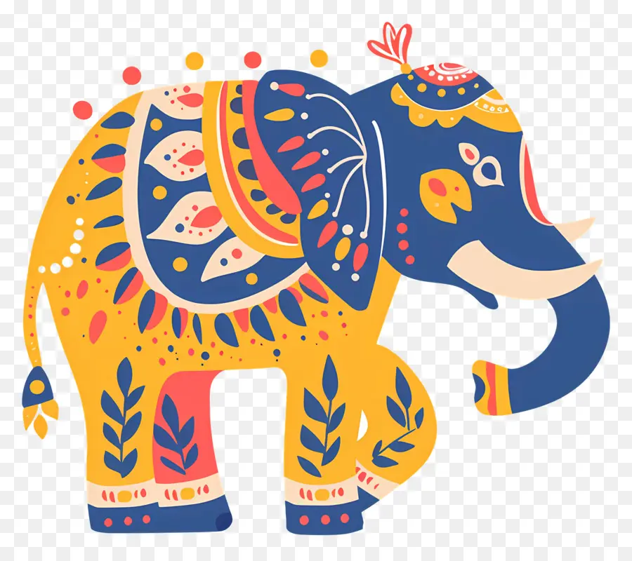 Elefante Decorado，Elefante Colorido PNG