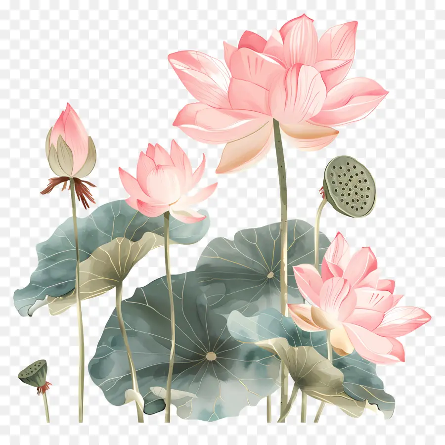 Flores De Lótus，Flores De Lótus Rosa PNG