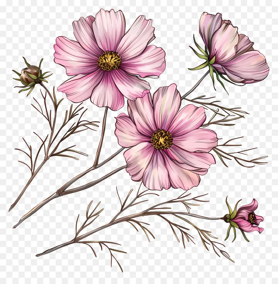 Cosmos Flor，Flores Cor De Rosa PNG