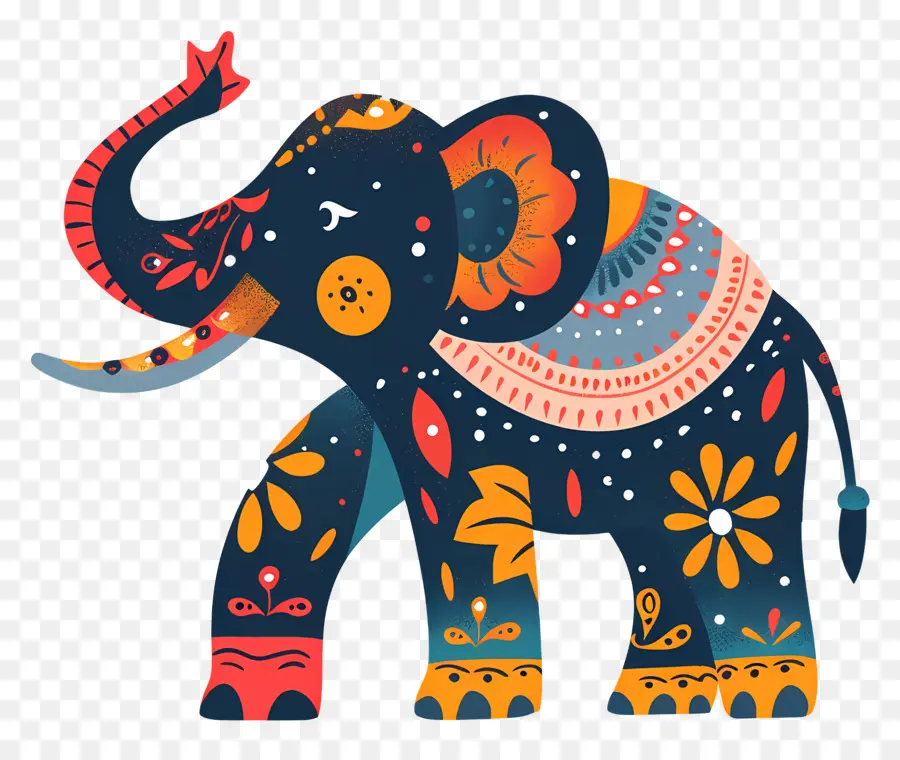 Elefante Decorado，Elefante Ornamentado PNG