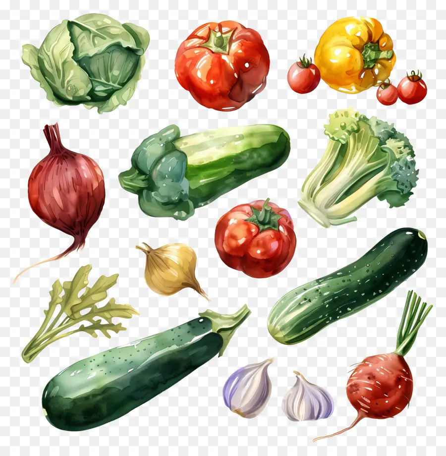 Legumes，Pintura Em Aquarela PNG