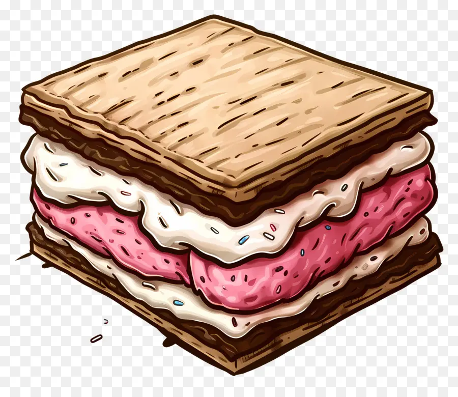 Ice Cream Sandwich，Glacê Rosa PNG