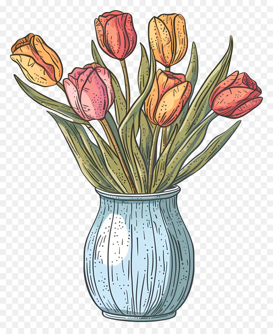 Vaso Com Tulipas，Tulipas PNG