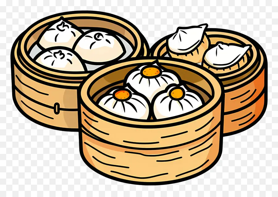 Dim Sum，Cesta De Bambu PNG