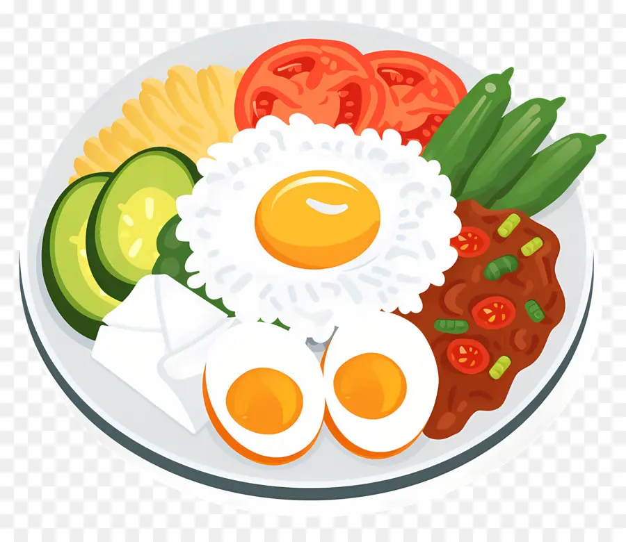 Nasi Lemak，Ovo Frito PNG