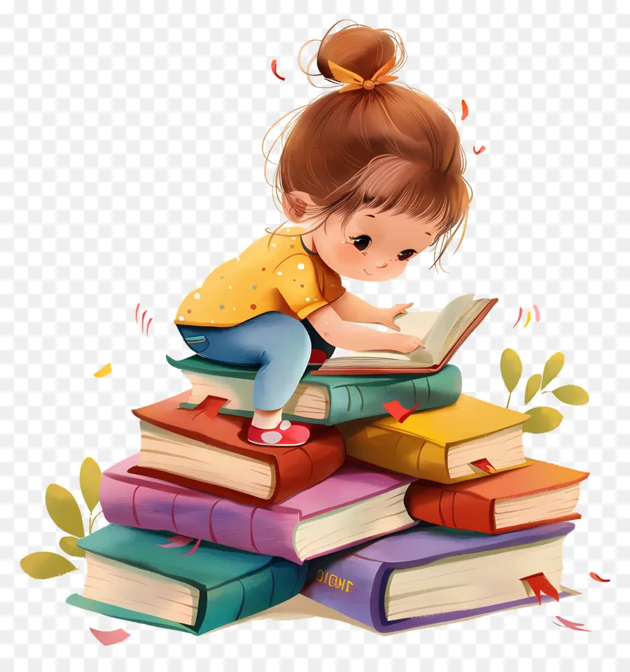 Livros，Young Girl PNG