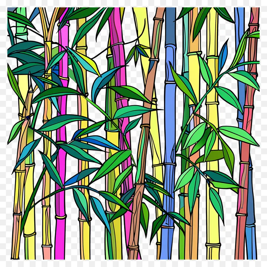 Floresta De Bambu，Colorido PNG