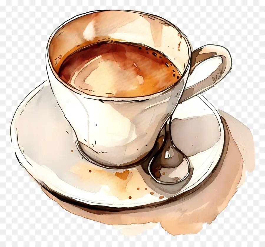 Café，Pintura Em Aquarela PNG