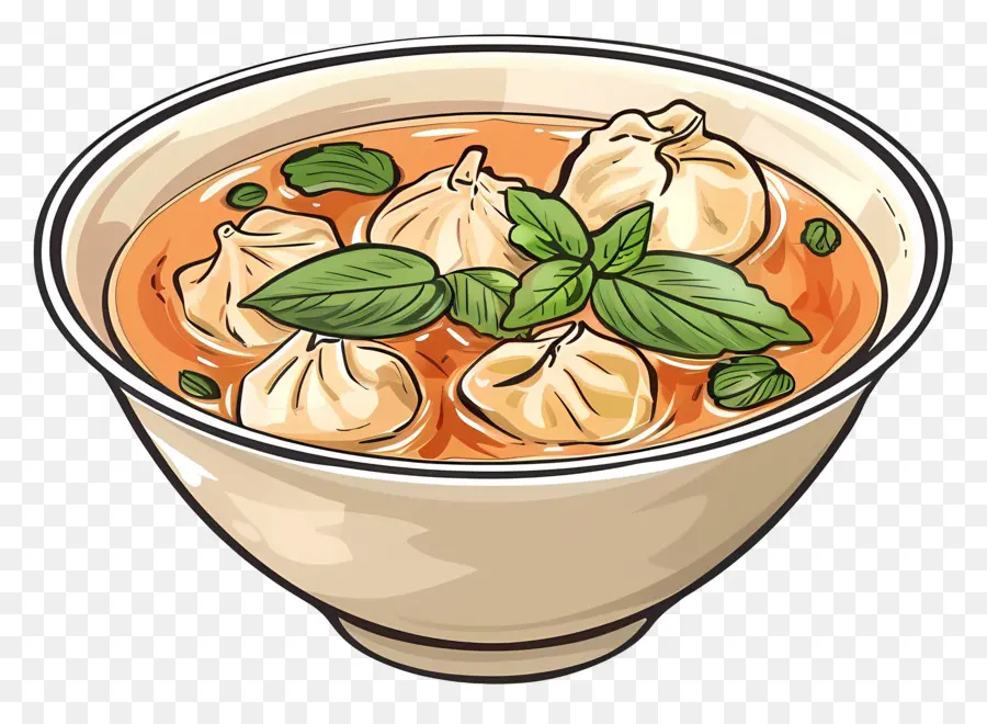 Wonton Sopa，Curry Vermelho PNG