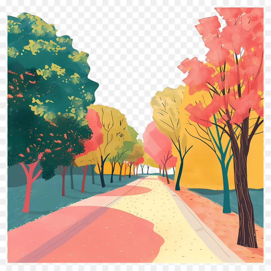 Parque Caminho，Pintura Em Aquarela PNG