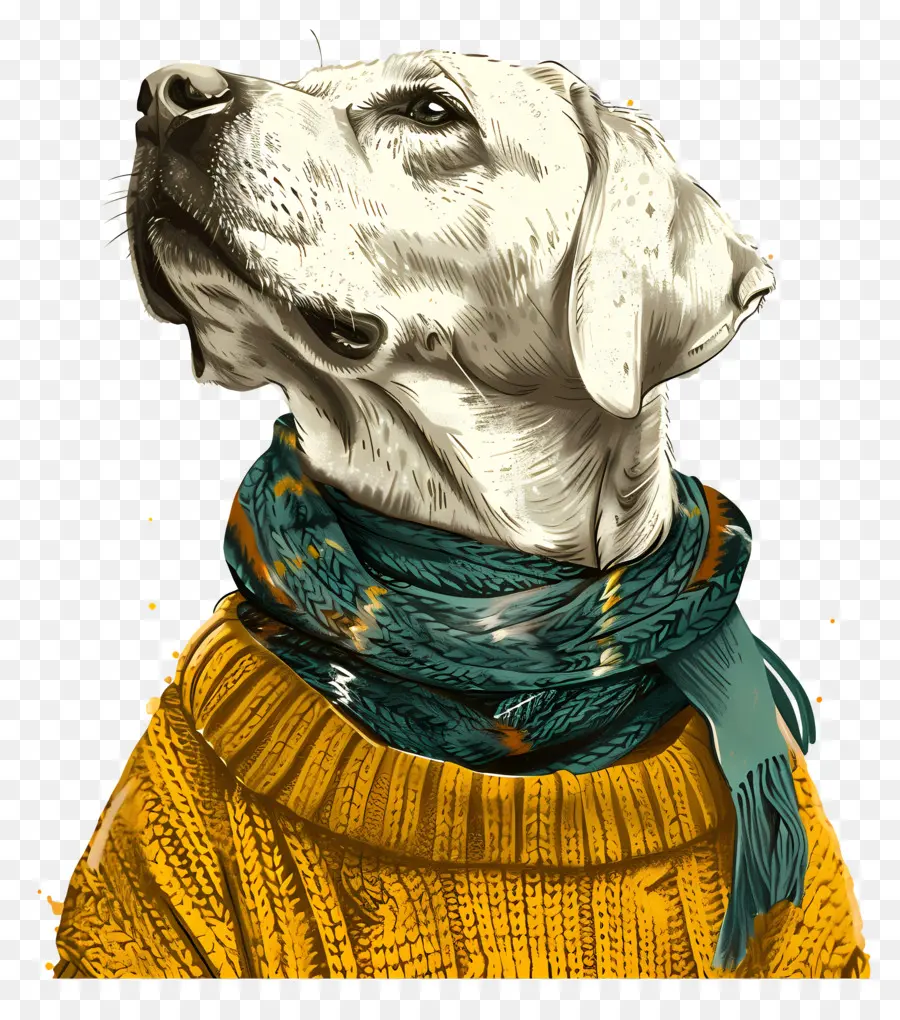 Labrador No Suéter，Cão Branco PNG