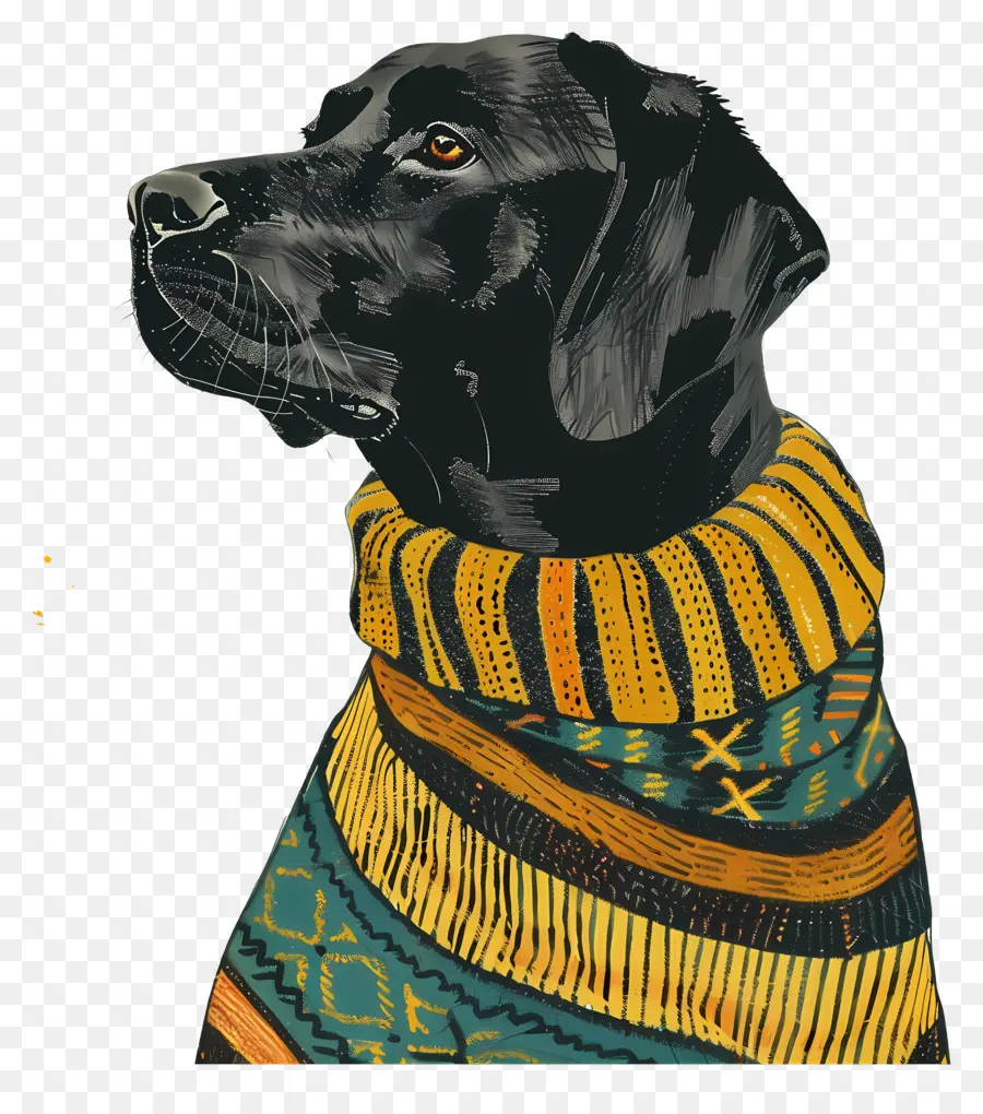 Labrador No Suéter，Cão Preto PNG