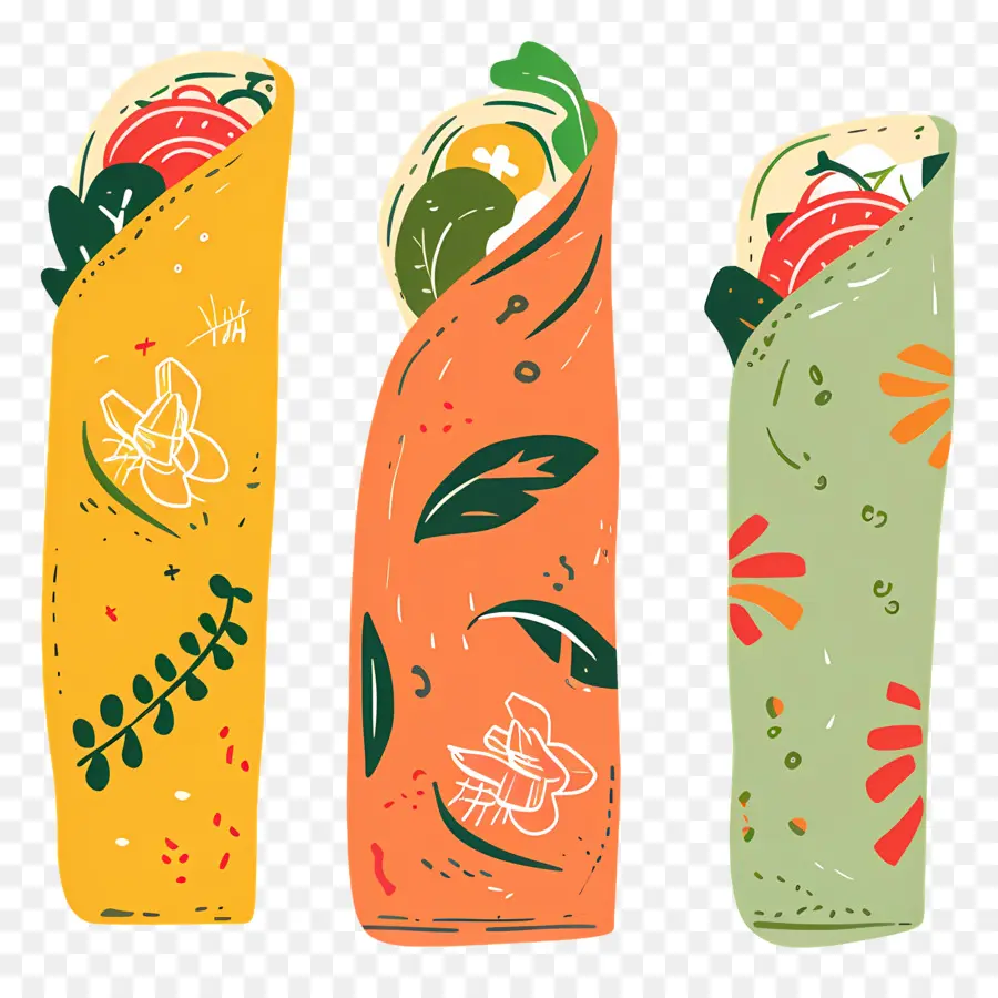 Burritos，Envoltórios Coloridos PNG