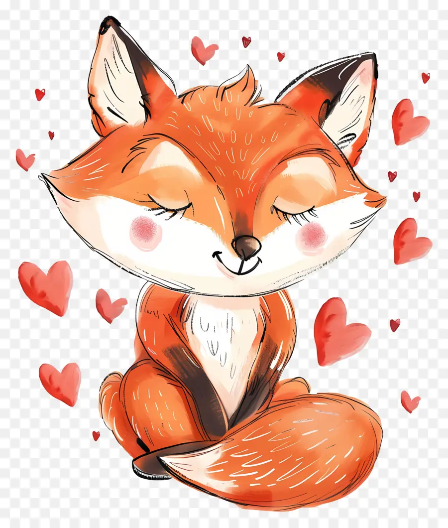 Fox No Amor，Cartoon Fox Fofo PNG