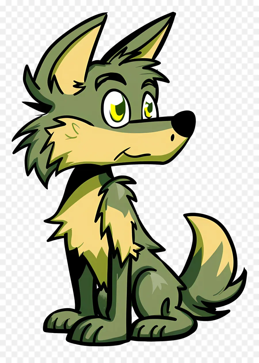 Cartoon Lobo，Animal Cinza Verde PNG