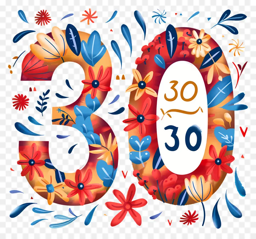 Número 30，Número Floral 30 PNG