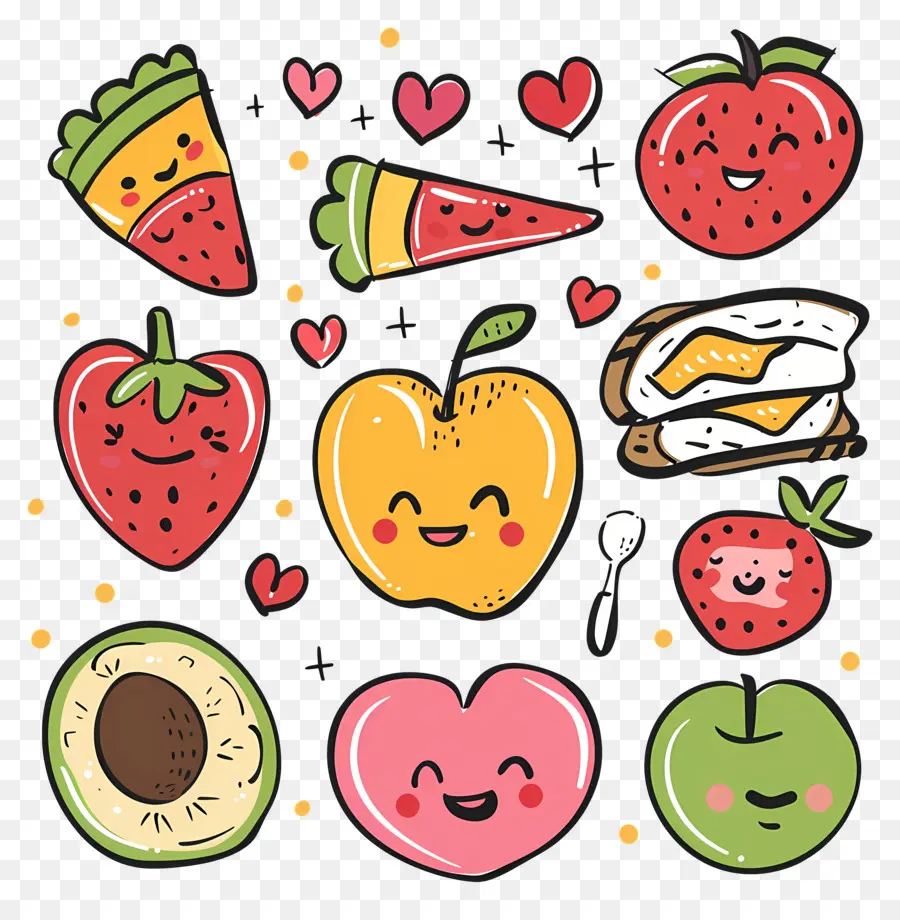 Alimentos，Frutas E Vegetais Fofos PNG