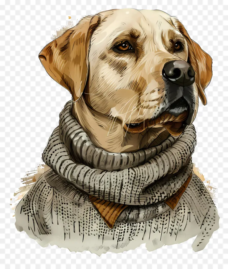 Labrador No Suéter，Retriever Amarelo Labrador PNG