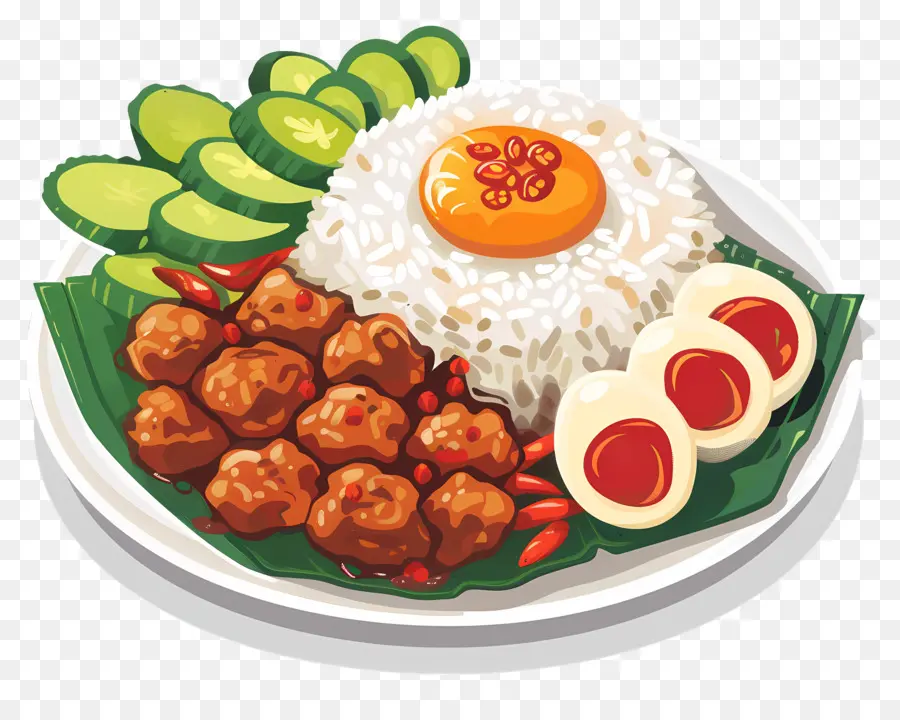 Nasi Lemak，Arroz E Acompanhamentos PNG