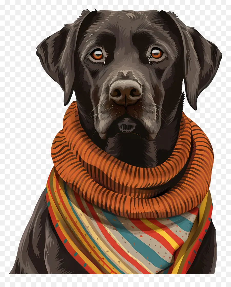 Labrador No Suéter，Cão Preto PNG