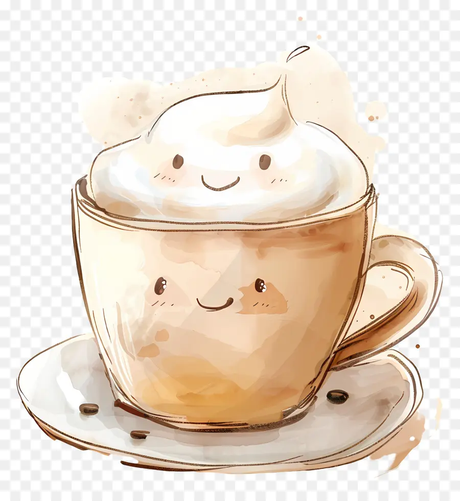 Cappuccino，Ilustração Em Aquarela PNG