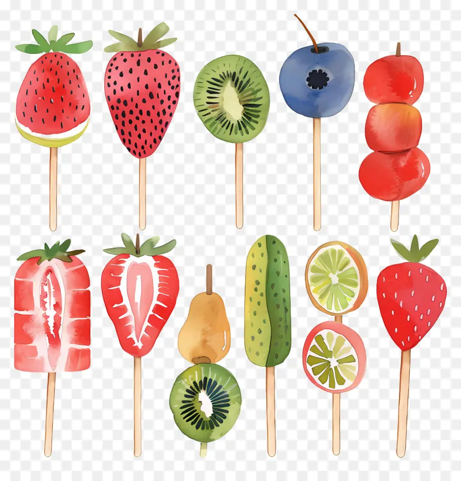 Espetos De Frutas，Frutas Em Paus PNG