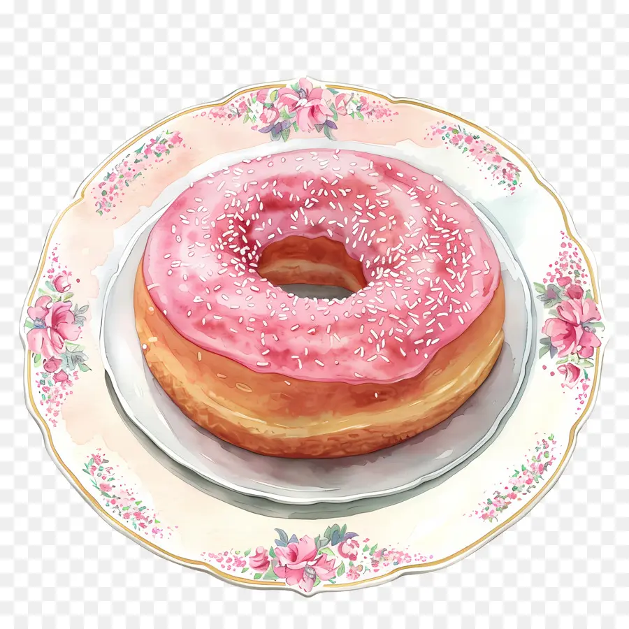 Donut，Donut Com Vidro Rosa PNG