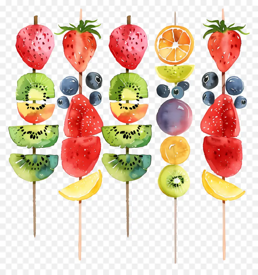 Espetos De Frutas，Prato De Frutas PNG