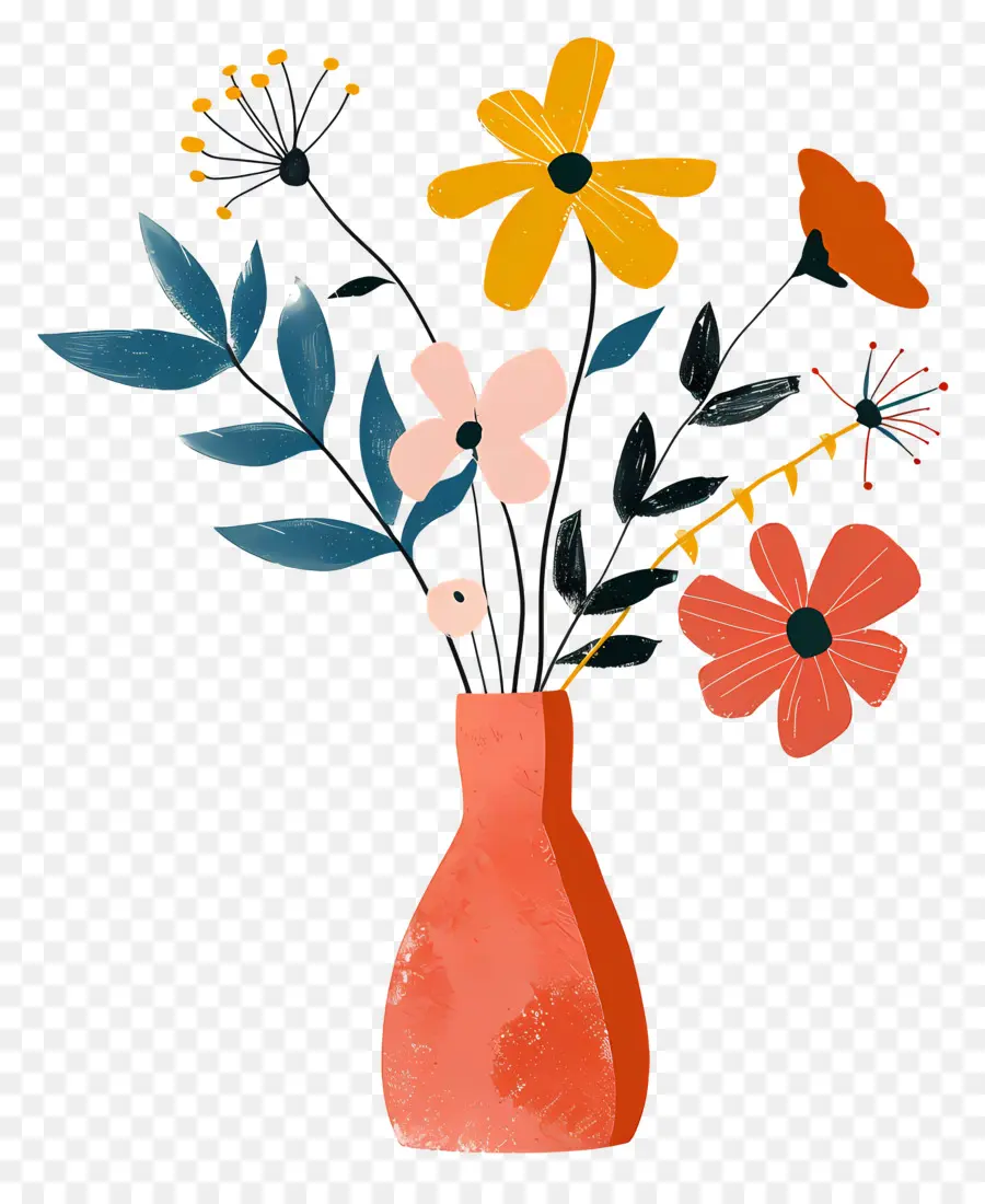 Flores Em Um Vaso，Desenho Animado Flores PNG