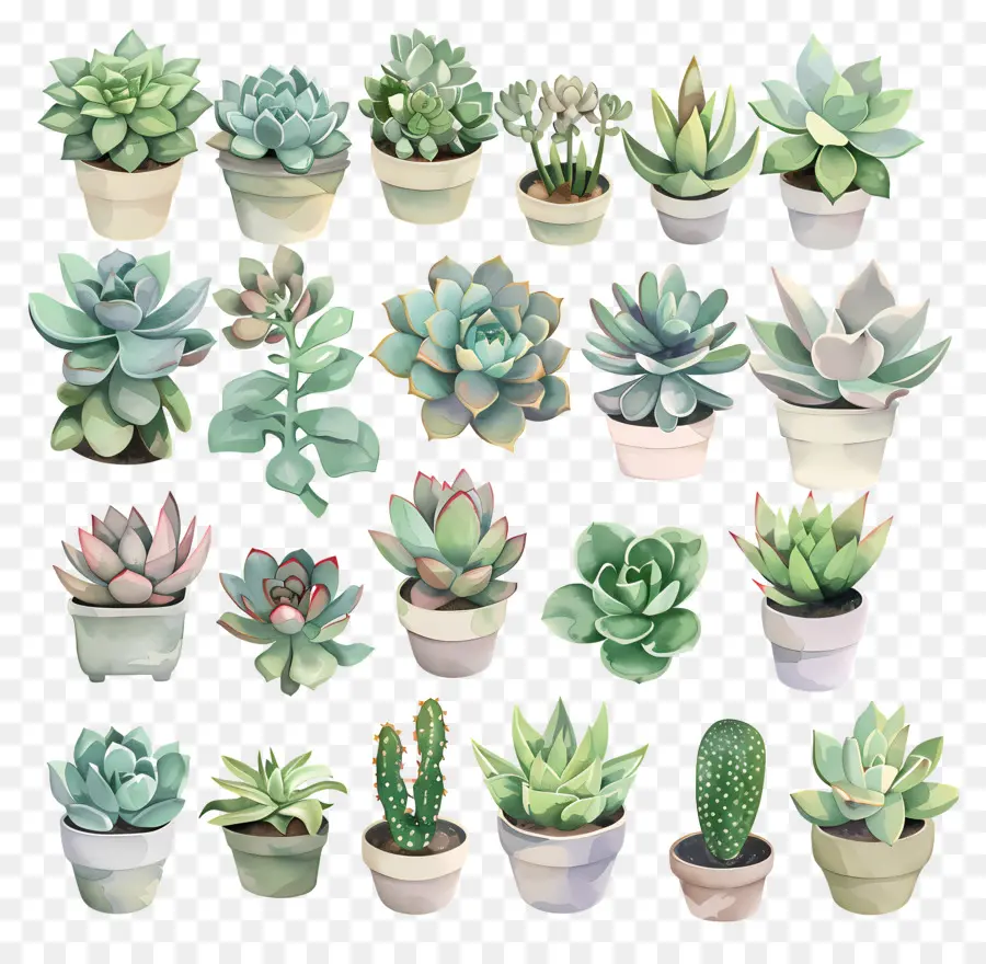 Plantas Suculentas，Pintura Em Aquarela PNG