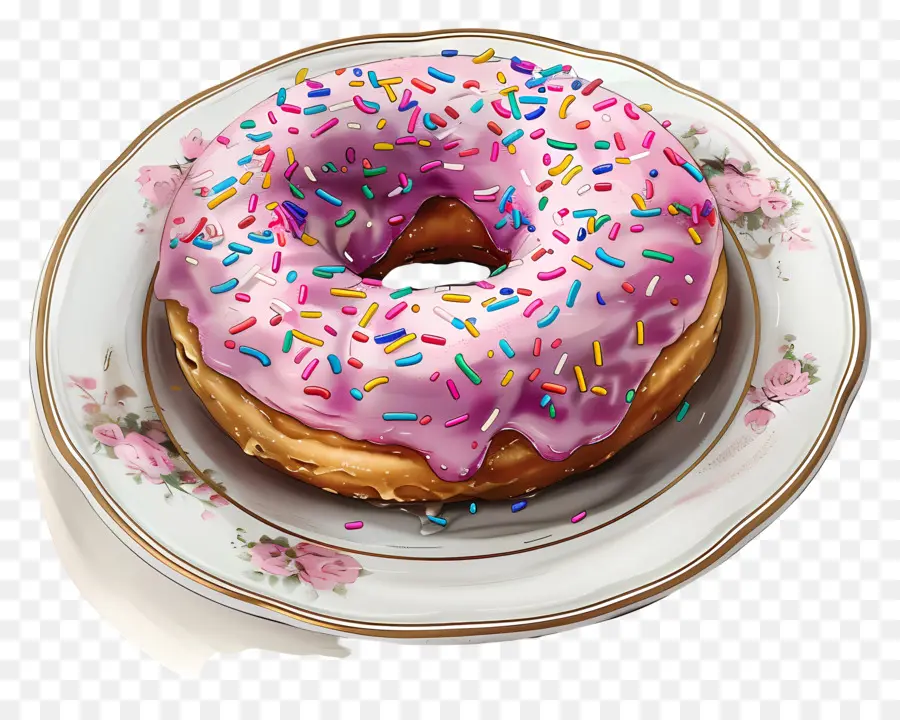 Donut，Donut Com Vidro Rosa PNG