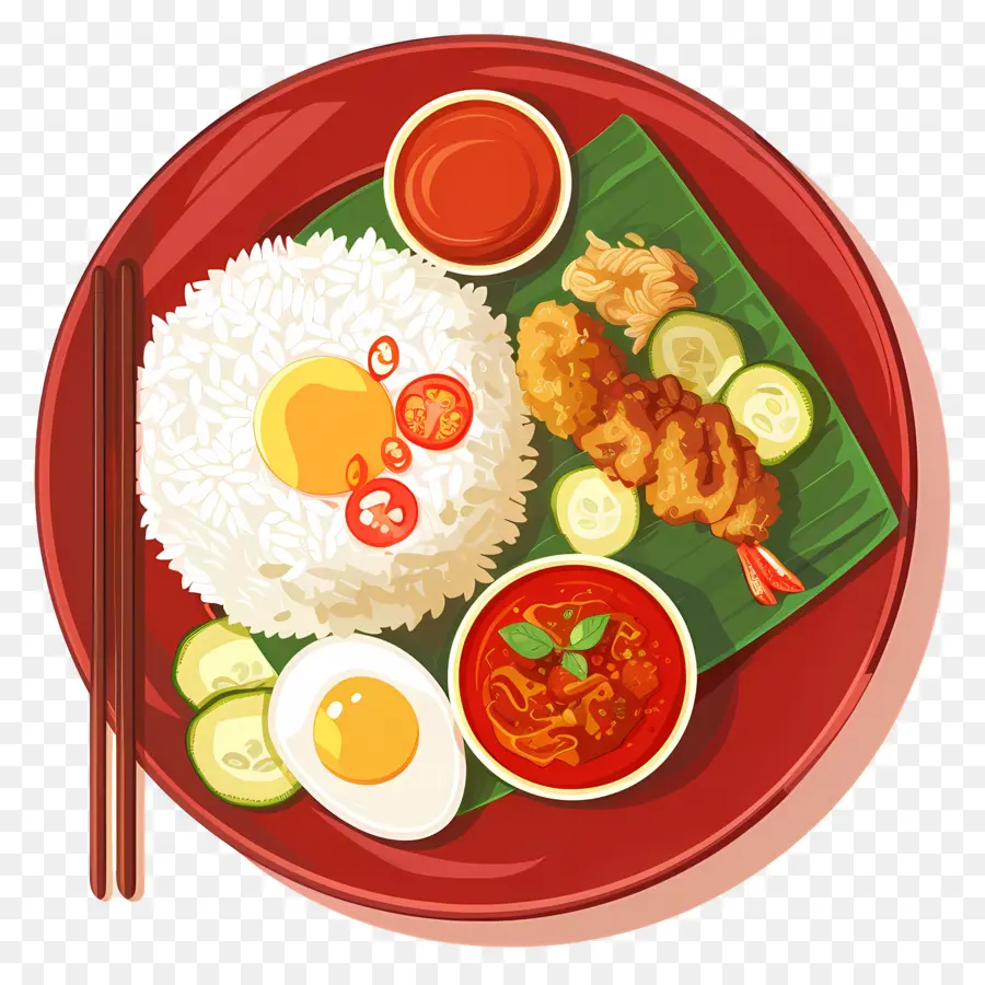 Nasi Lemak，Cozinha Asiática PNG