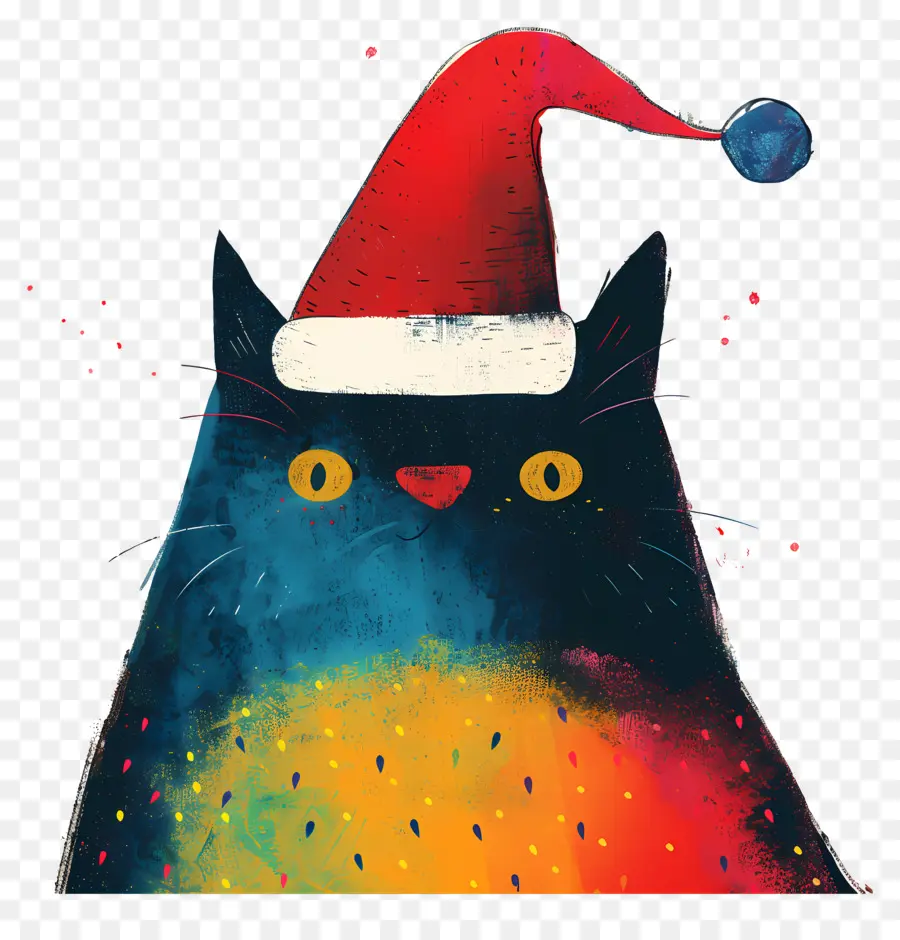 Natal Gato，Chapéu De Papai Noel PNG